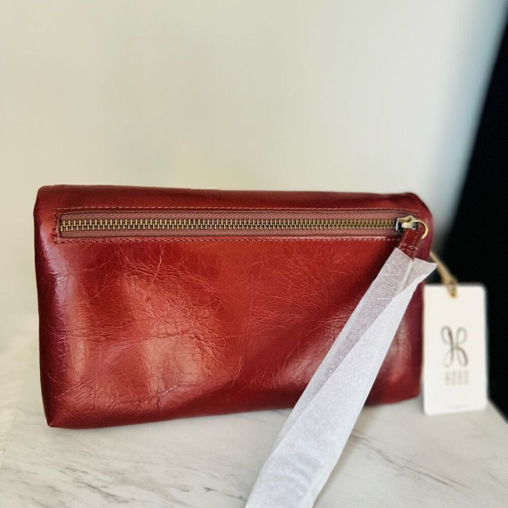 HOBO LAUREN CLUTCH LEATHER WRISTLET WALLET Red Henna Luxury Leather, NWT - Picture 13 of 15